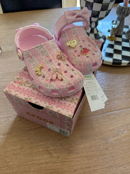 Love Shack Fancy Crocs Other - Love Shack Fancy Crocs Kids Pink Floral with Bow and Charms